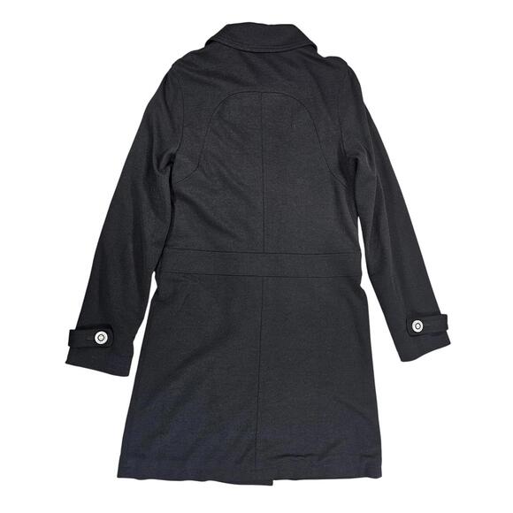 Y2K Mary Quant London Black Stretch Coat White Daisy Buttons Size 8 Japan Mod - Picture 7 of 14